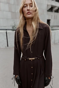 BELTED MIDI SHIRTDRESS