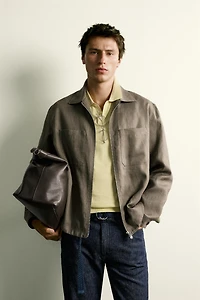 100% LINEN ZIP OVERSHIRT