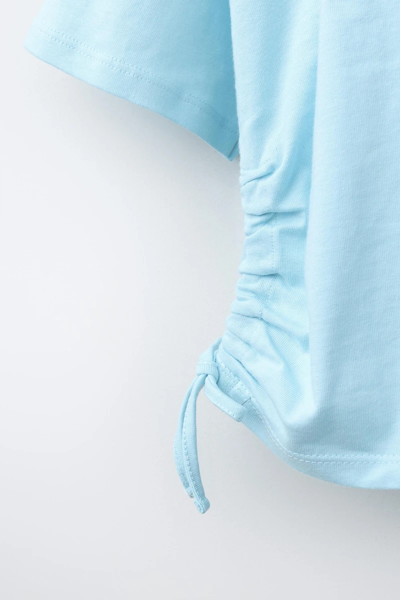 RUCHED TEXT T-SHIRT