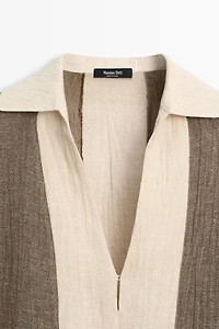 Flowing textured linen blend blouse