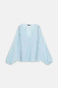 CONTRAST EMBROIDERED BLOUSE