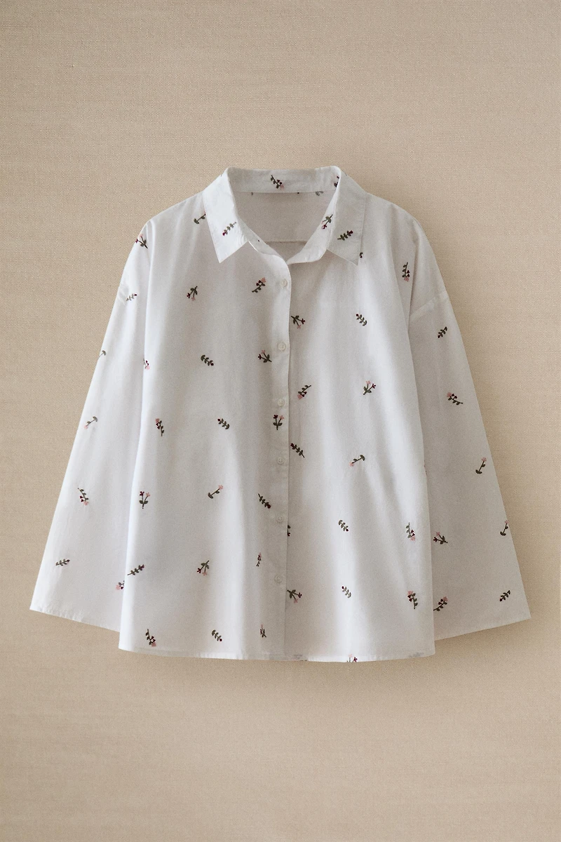 EMBROIDERED FLOWER SHIRT
