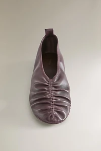 PLEATED LEATHER BALLET FLATS