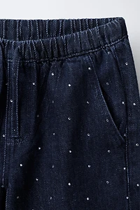RHINESTONE WIDE LEG JEANS