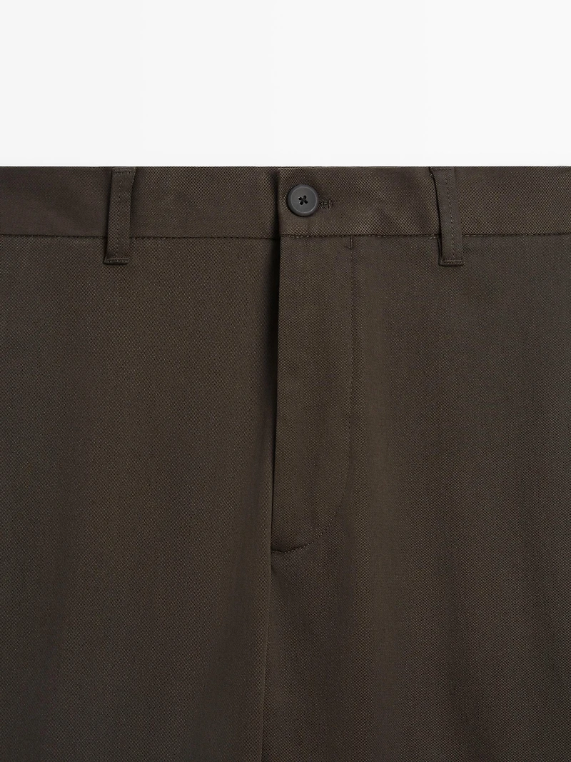 Cotton blend tapered fit trousers