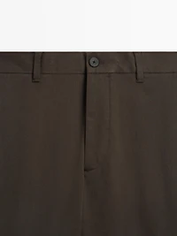 Cotton blend tapered fit trousers