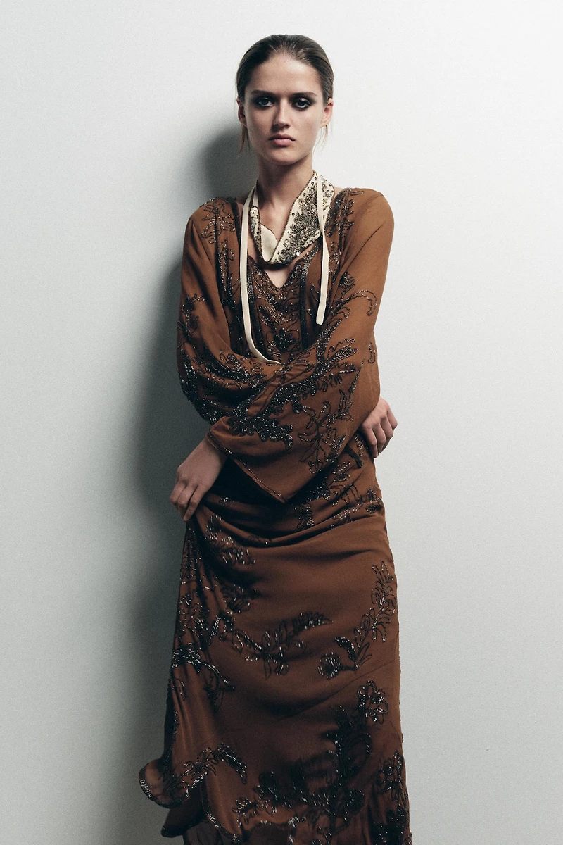 LIMITED EDITION BEADED GEORGETTE DRESS