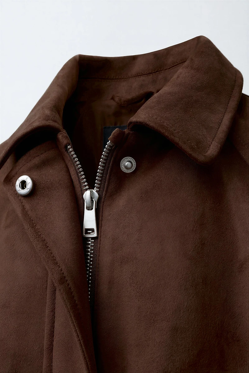 FAUX SUEDE BOMBER JACKET