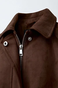 FAUX SUEDE BOMBER JACKET