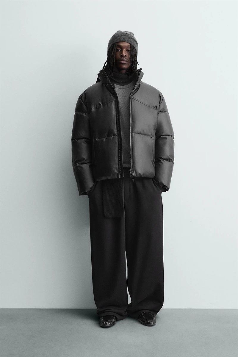 FAUX LEATHER PUFFER JACKET