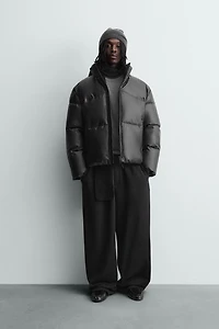 FAUX LEATHER PUFFER JACKET