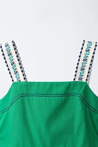 ROBE EN POPELINE À BRETELLES BRODÉES
