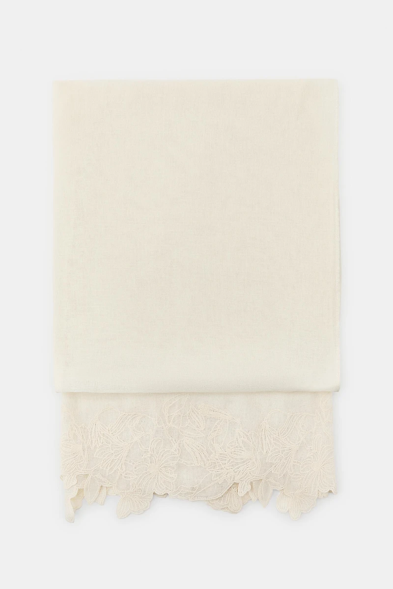 COTTON LINEN LACE SCARF
