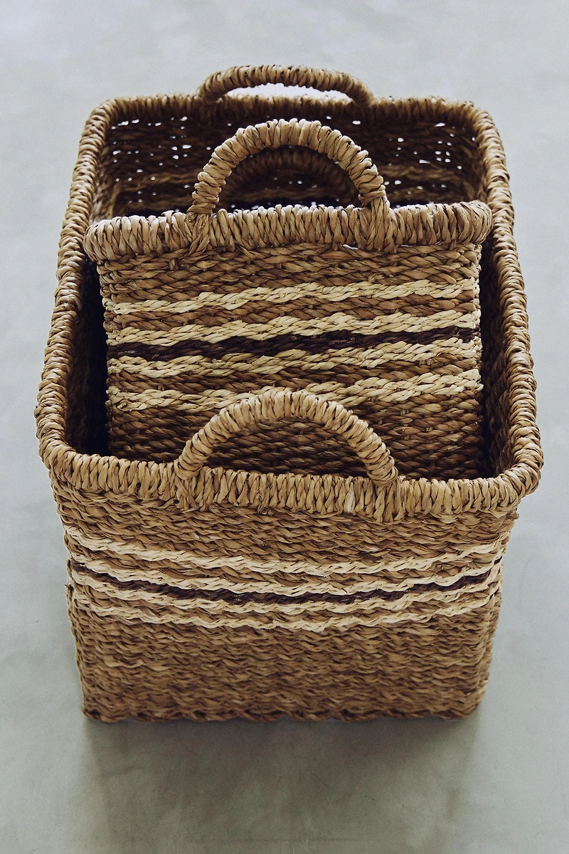 RECTANGULAR STRIPED BASKET