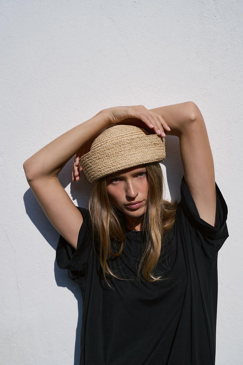 100% RAFFIA SKIMMER HAT