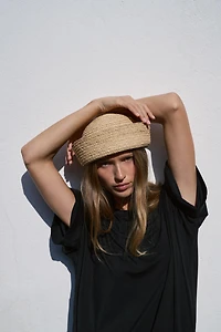100% RAFFIA SKIMMER HAT