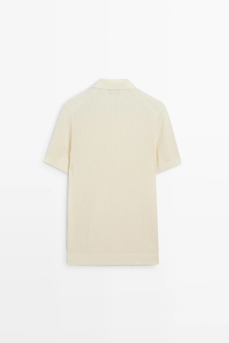 100% cotton ribbed knit polo sweater