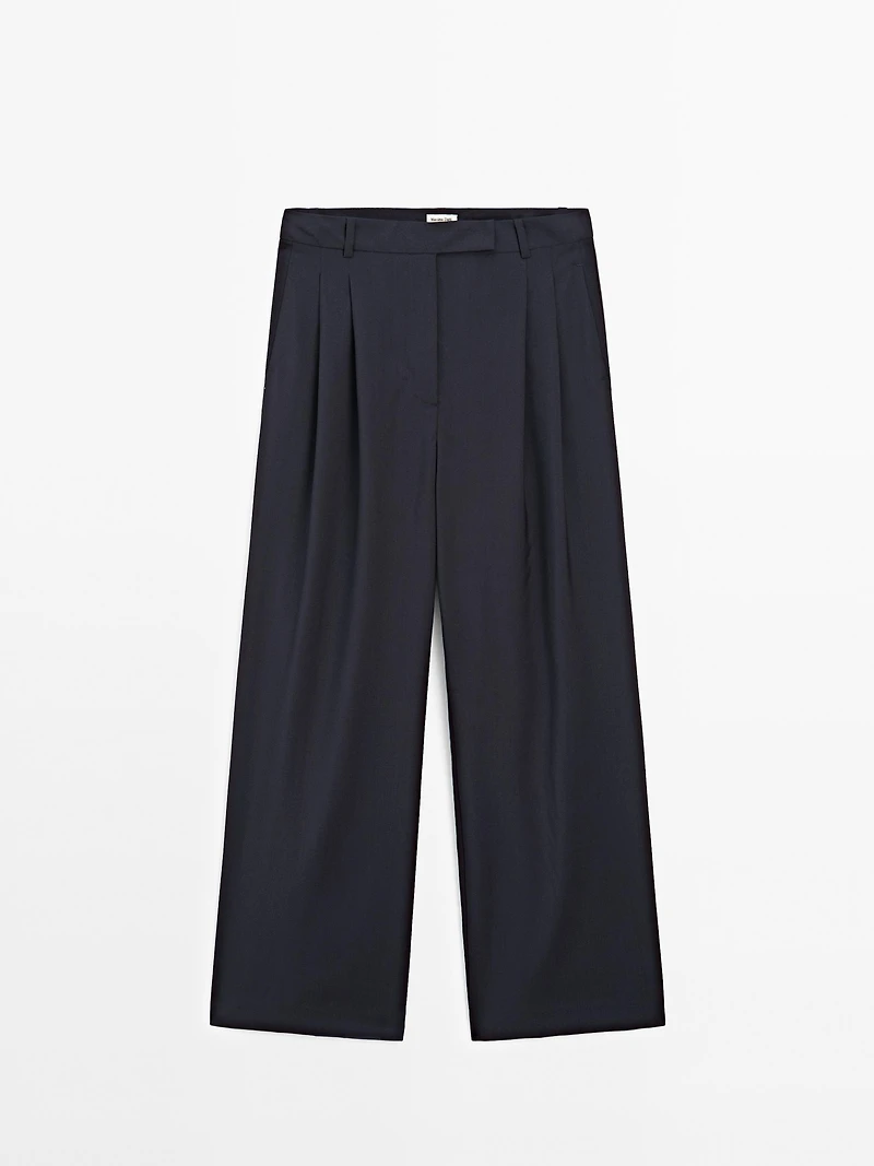 Pantalon à pinces doubles 100 % laine - STUDIO
