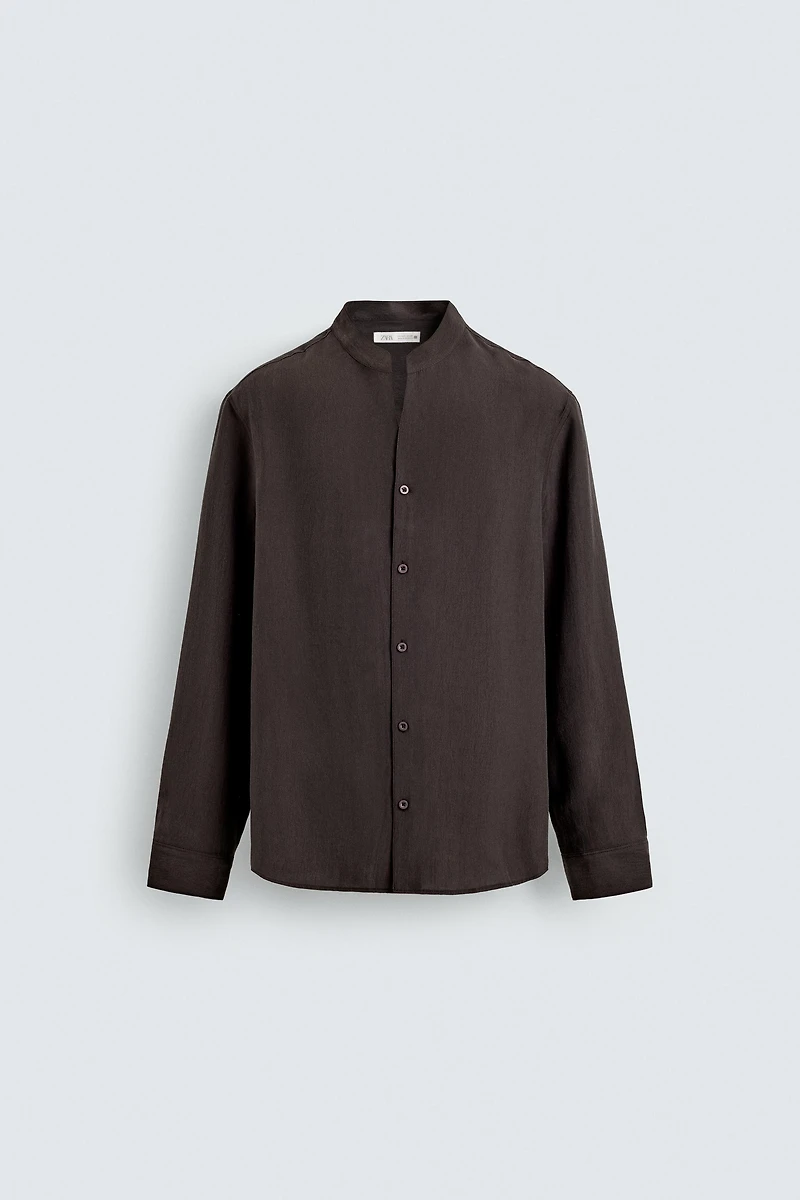 FLOWY BAND COLLAR SHIRT