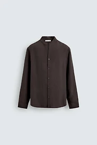 FLOWY BAND COLLAR SHIRT