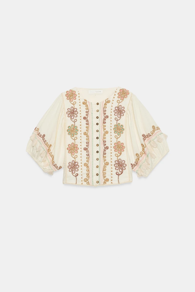 BLOUSE À FRANGES BRODÉES