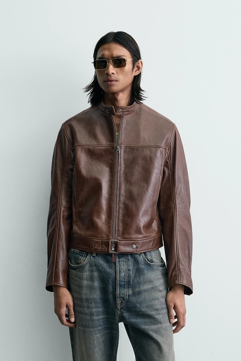 BLOUSON COURT EN CUIR
