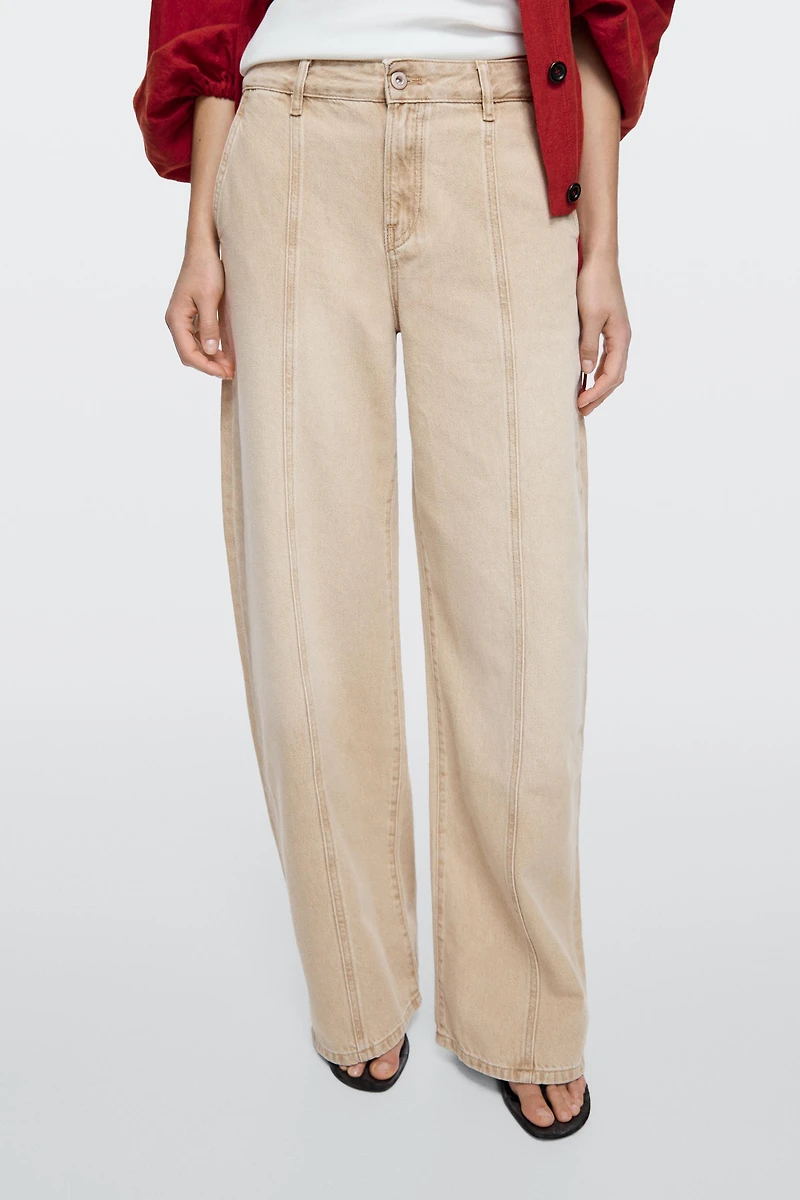 Mid-rise barrel fit jeans