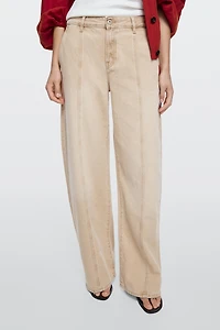 Mid-rise barrel fit jeans
