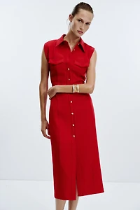 CREPE MIDI FITTED DRESS
