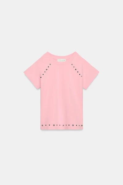 WASHED EFFECT STUDDED T-SHIRT
