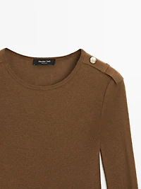 Knit T-shirt with shoulder detail