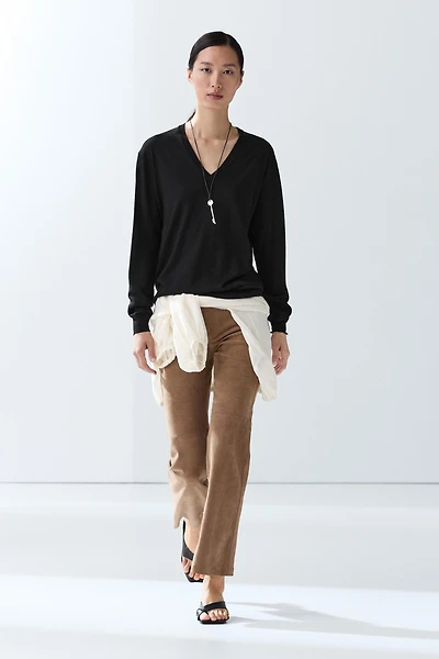 V-neck knit sweater