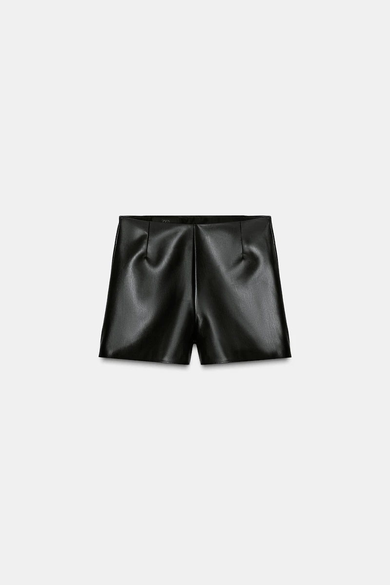 FAUX LEATHER HIGH-WAISTED SHORTS
