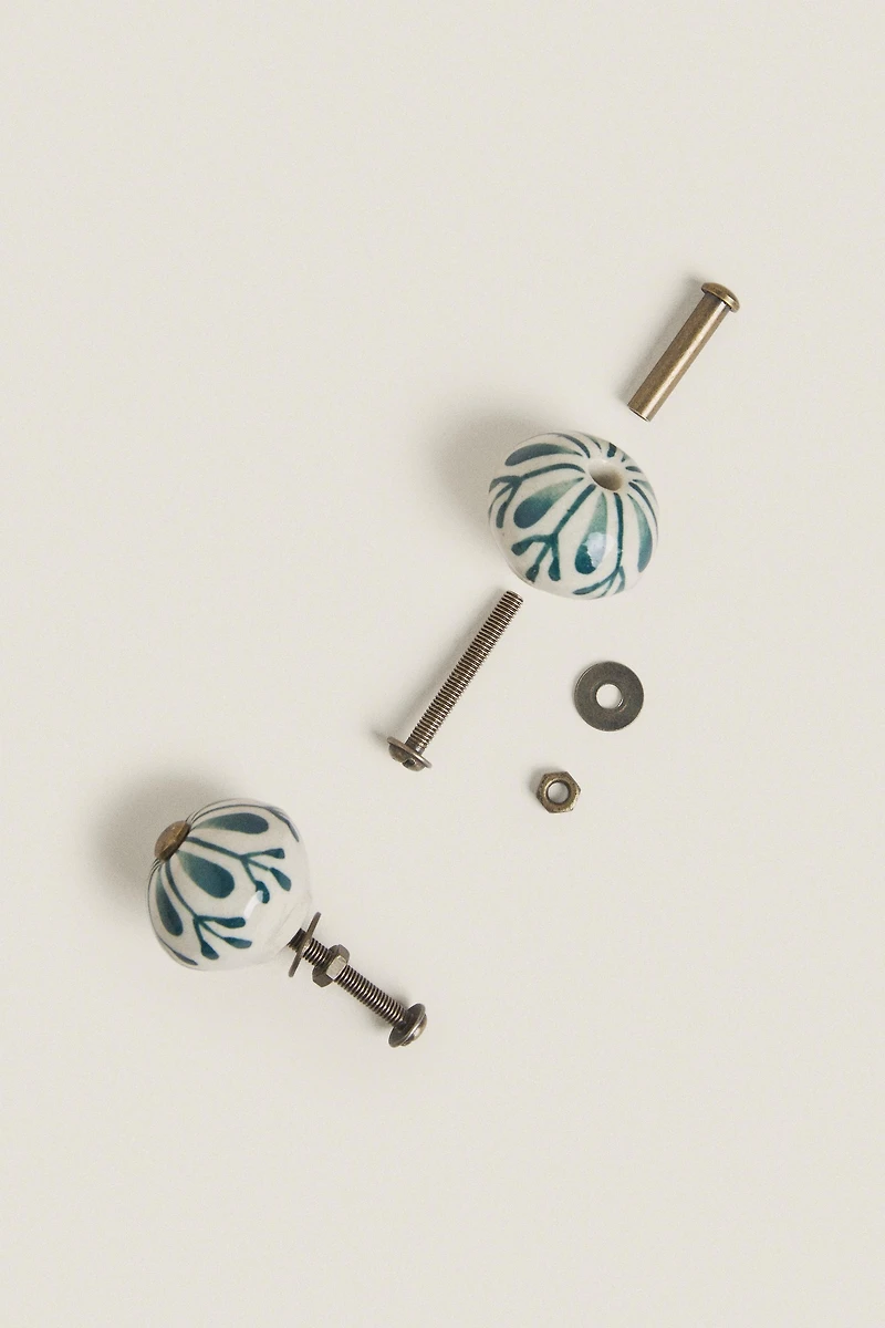 SET OF CERAMIC FLOWER KNOBS (SET OF 2