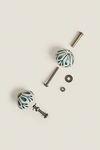 SET OF CERAMIC FLOWER KNOBS (SET OF 2