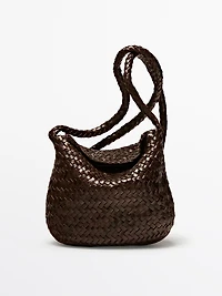 Braided nappa leather crossbody bag