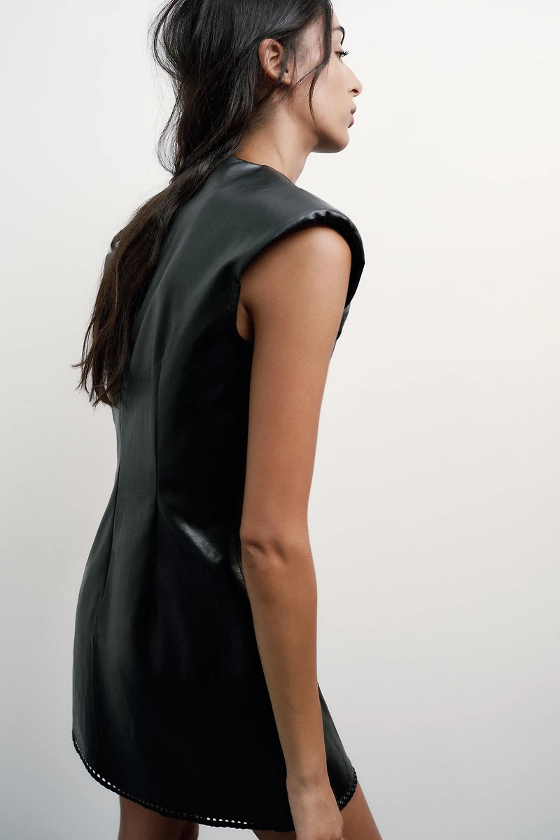 FAUX LEATHER MINI DRESS