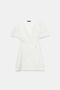 SHORT WRAP TEXTURED DRESS