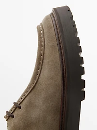 Moc toe split suede shoes