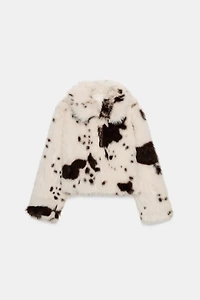 FAUX FUR ANIMAL PRINT JACKET