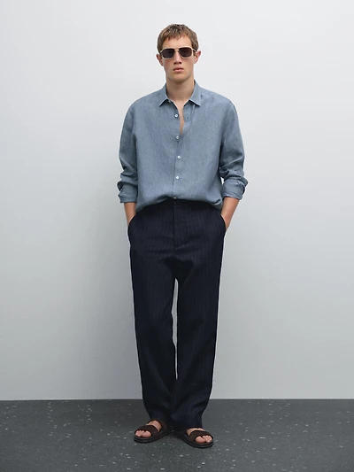 Chemise regular délavée en lin