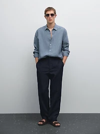 Chemise regular délavée en lin