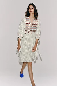 ZW COLLECTION LINEN BLEND MIDI DRESS