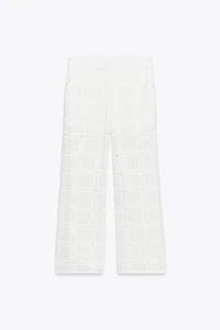 STRAIGHT LEG PANTS WITH OPENWORK EMBROIDERY