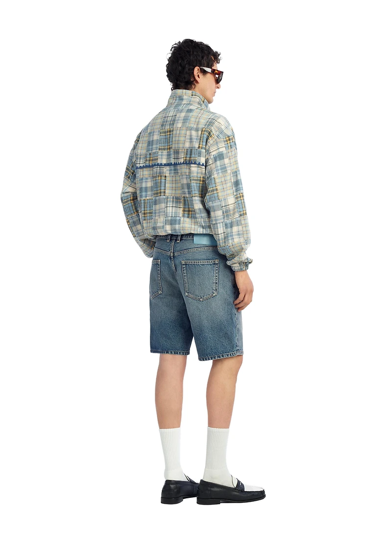 RELAXED FIT PLAID PATCHWORK JACKET