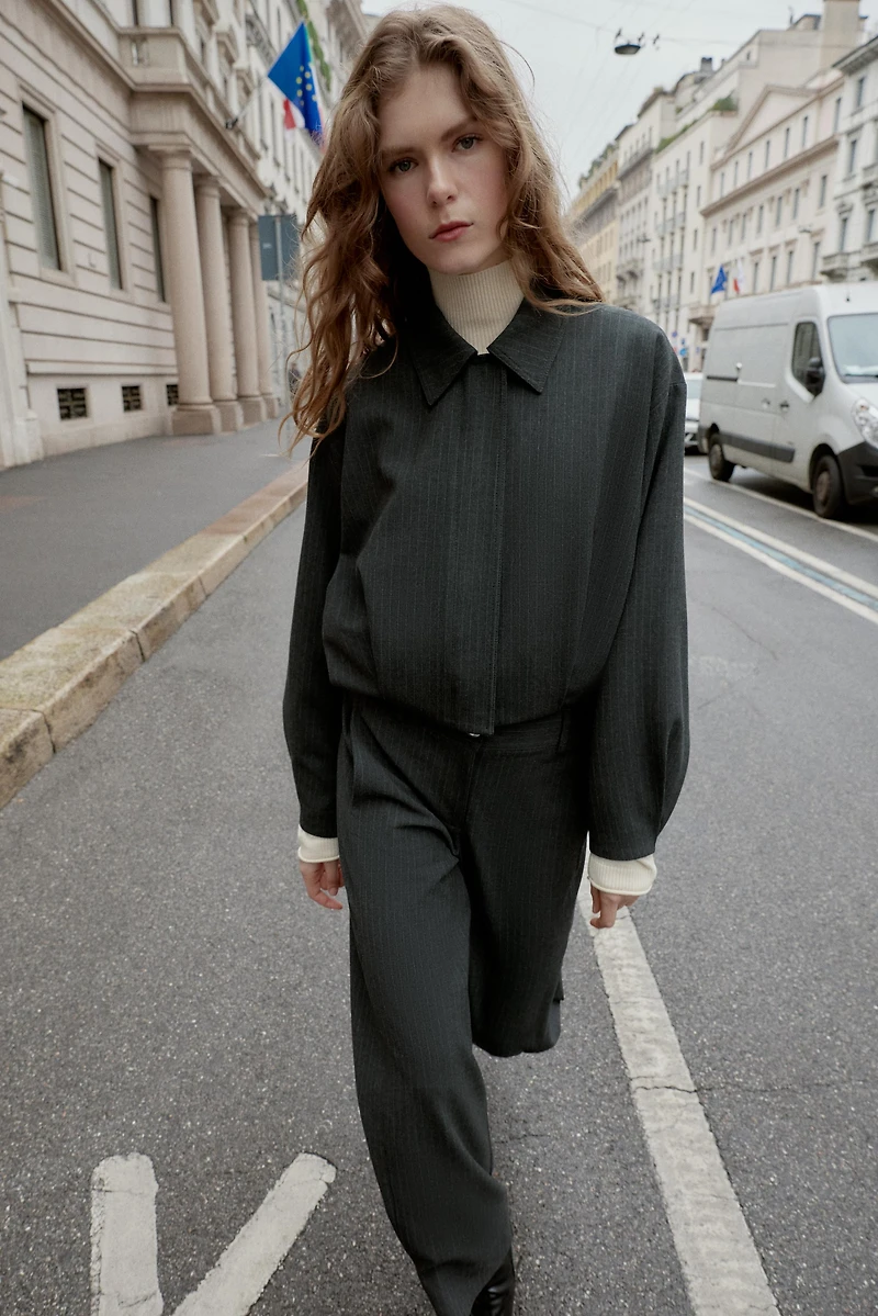 BLOUSON BOMBER COURT À MANCHES BALLON ET RAYURES TENNIS