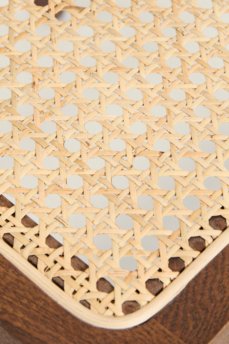 RATTAN AND WOOD FOLDING CHAIR