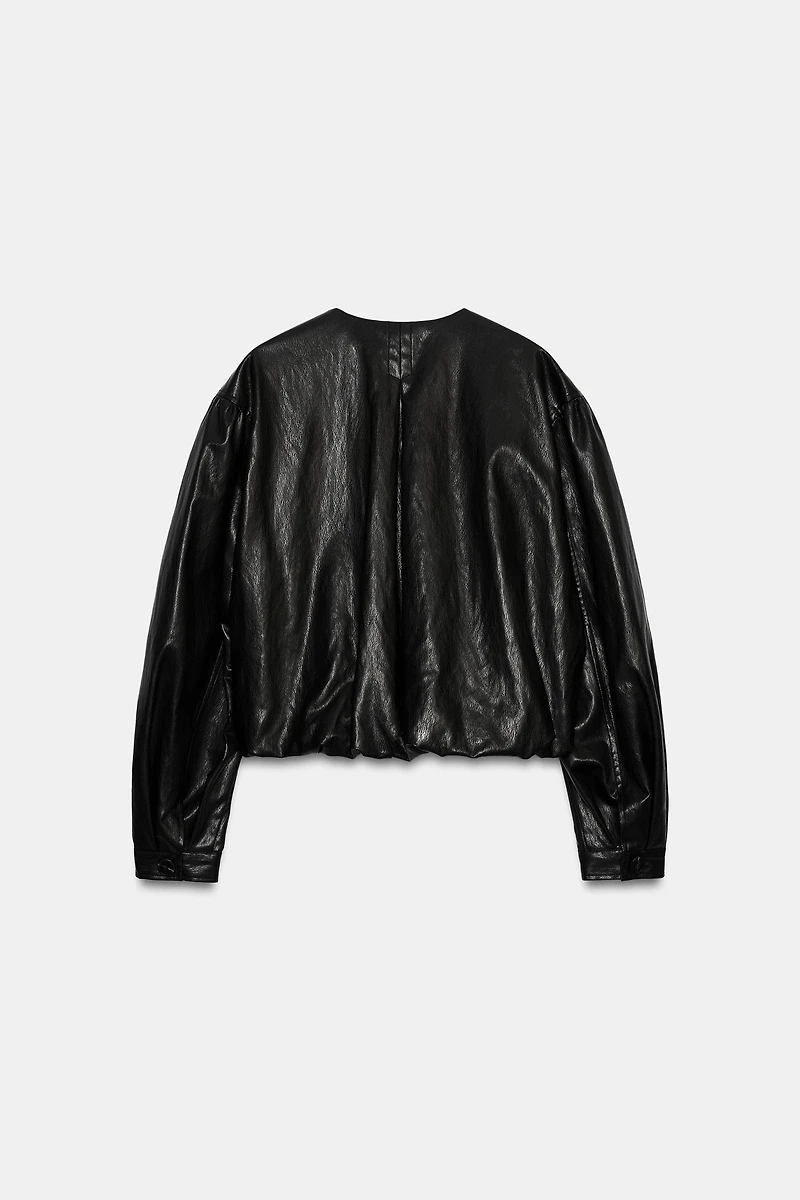 FAUX LEATHER BALLOON JACKET
