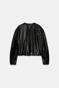 FAUX LEATHER BALLOON JACKET