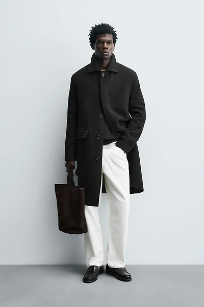 100% WOOL HERRINGBONE COAT